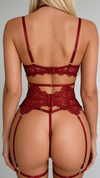 Sofia ensemble 4 pièces en dentelle avec porte-jarretelles