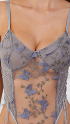 Selene body en résille brodée de papillons