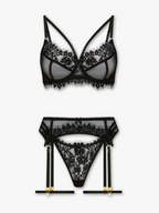 Lara ensemble 3 pièces en dentelle avec porte-jarretelles